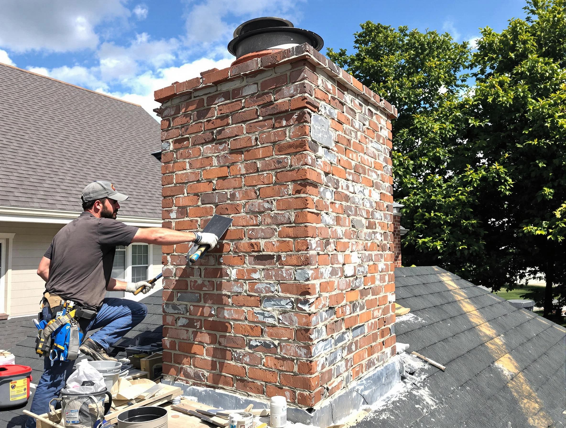 Completed chimney rebuild by Needham Chimney Sweep in Needham, MA