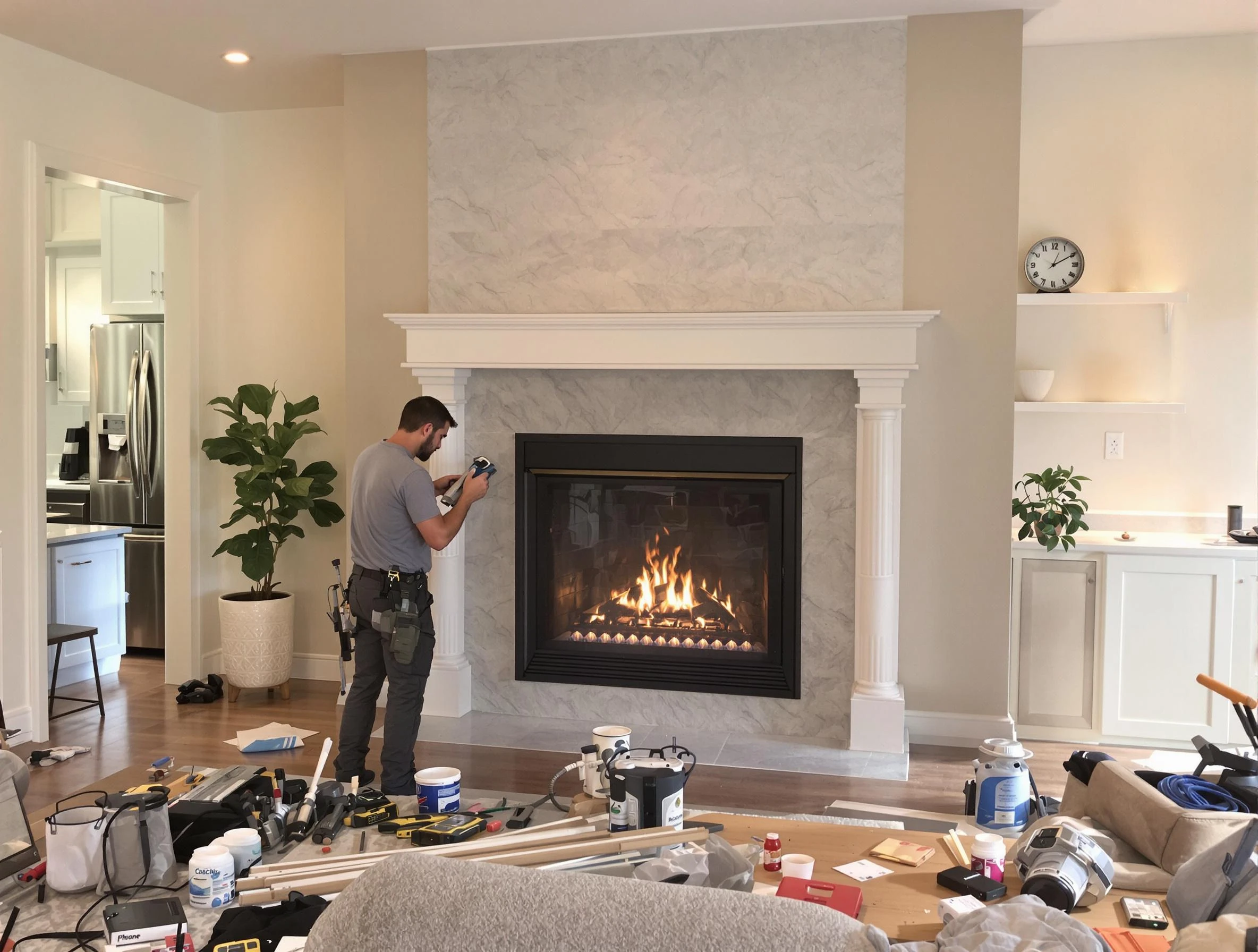 Newly installed fireplace by Needham Chimney Sweep in Needham, MA